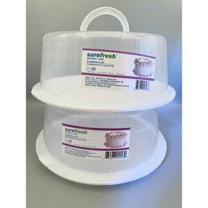 2 Surefresh Reusable Cake Carriers w Lid Handle Bake Sale Cakewalk Caterer